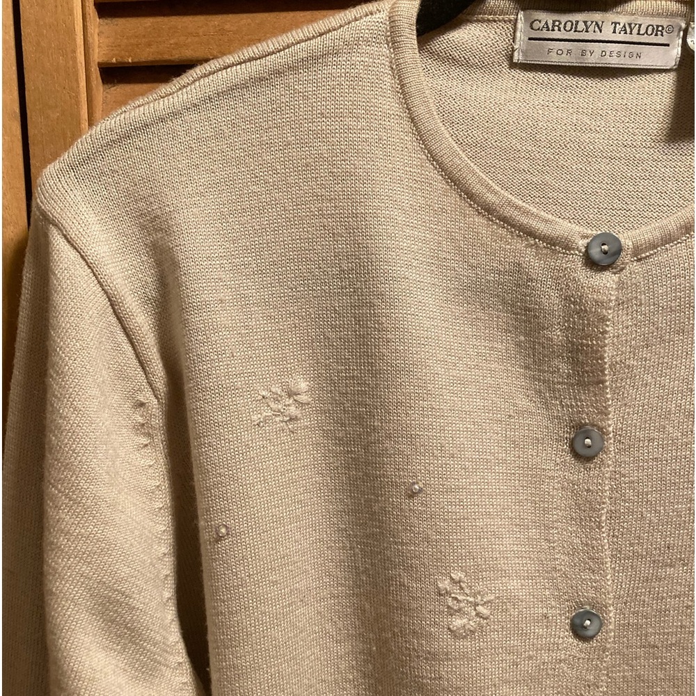 Carolyn Taylor Beige Embroidered & Embellished Cardigan - Picture 3 of 12
